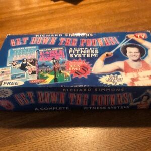 Vintage Richard Simmons GET DOWN THE POUNDS Box Set + 3 Candid Photos 2 VHS 1996